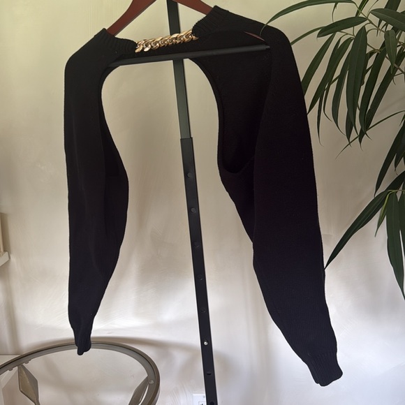 Bubish X REVOLVE Ava Knit Bolero Pullover in Black with Gold Chain - Picture 4 of 5